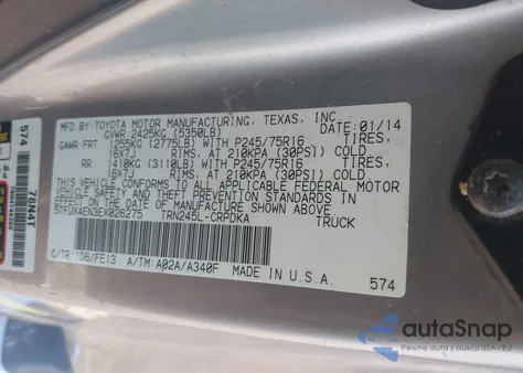 2014 Toyota Tacoma z USA, uszkodzony, nr VIN 5TFUX4EN3EX026275